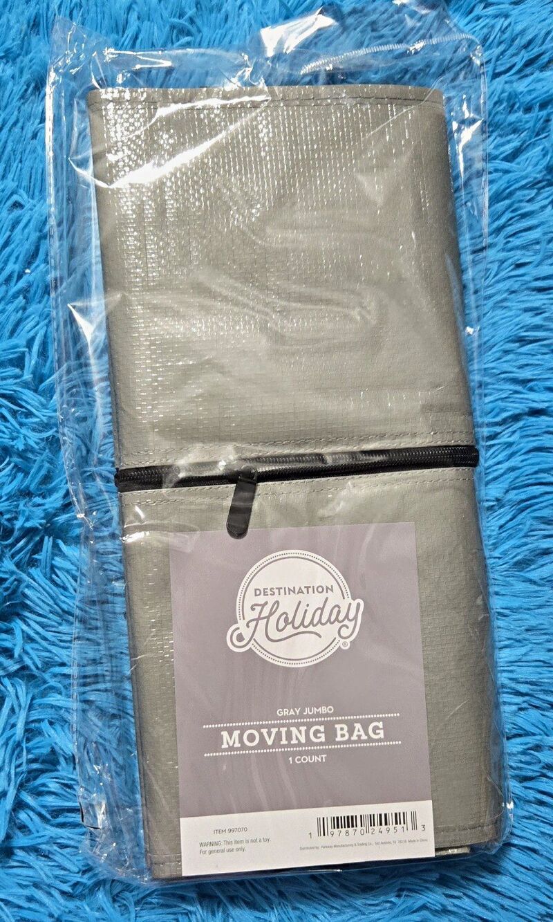 Destination Holiday Jumbo Gray Moving Bag Waterproof Zipper 29.1x12.9x14.6"